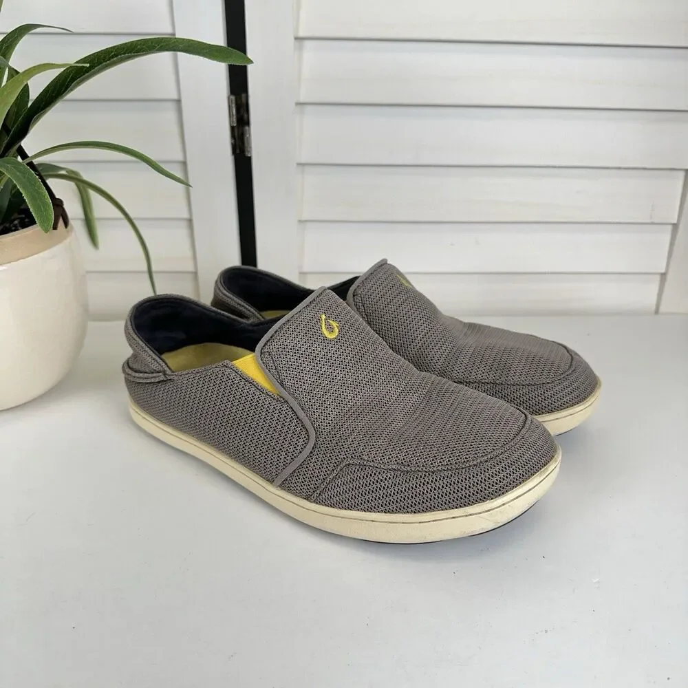 Olukai Nohea Mesh Rock Canoe Taupe Casual Shoe Slip On Drop In Heel Men Size 8.5